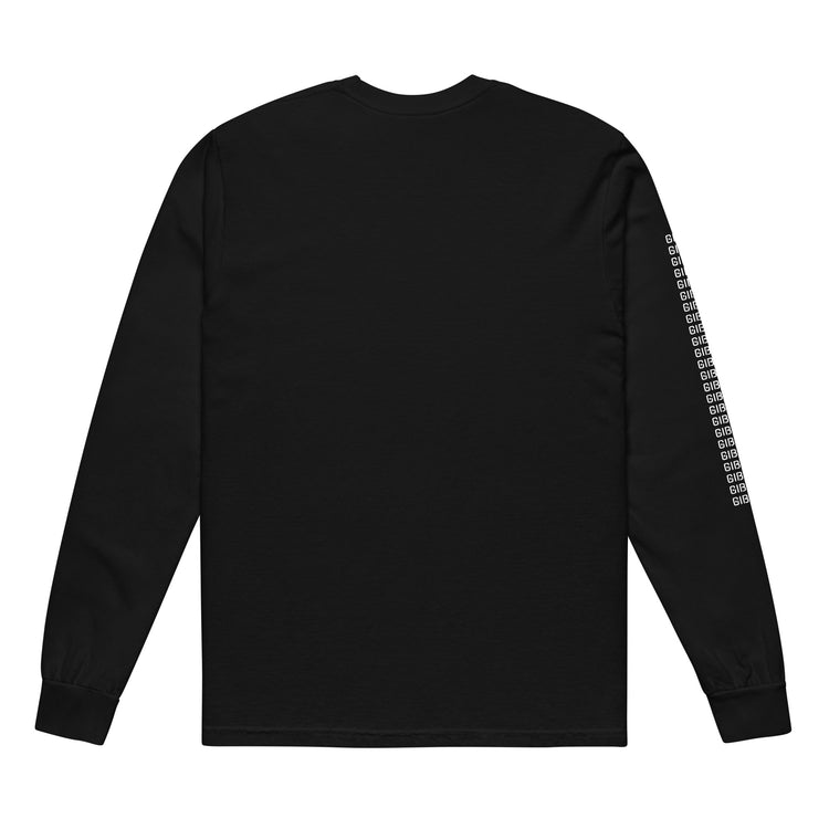 Back view of black TV Bear shirt with plain design and GIBO text on the sleeve. Durable garment-dyed heavyweight cotton for everyday wear.