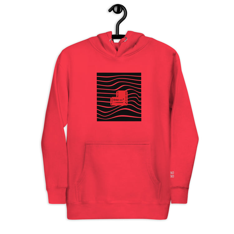 Red unisex hoodie with a bold red &