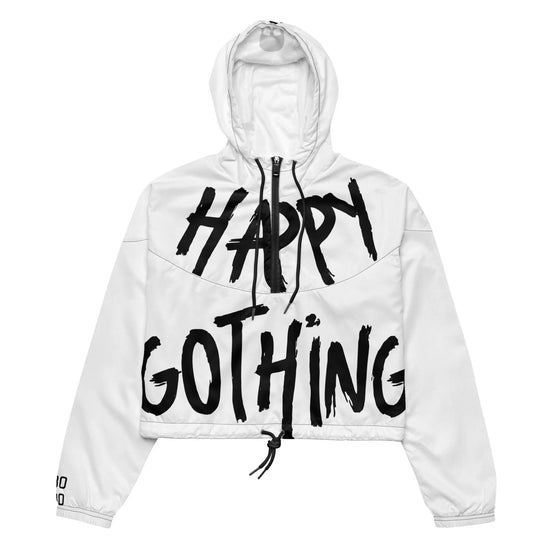 White cropped windbreaker with bold black &