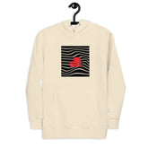 Beige unisex hoodie showcasing a red &