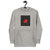 Gray unisex hoodie with a red &