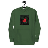 Green unisex hoodie with a red &