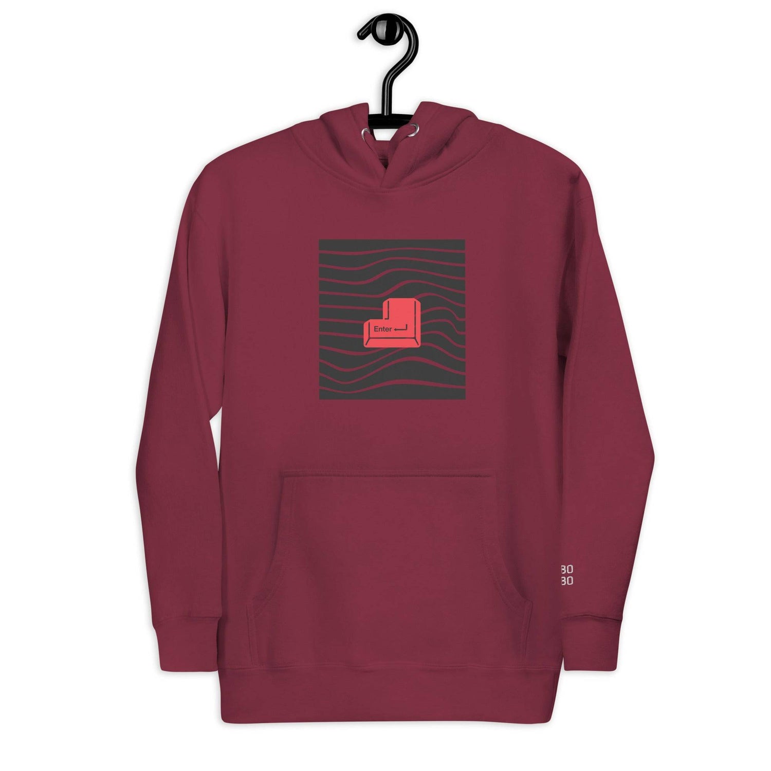 Maroon unisex hoodie with a vibrant red &