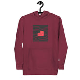 Maroon unisex hoodie with a vibrant red &
