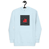 Light blue unisex hoodie with a red &