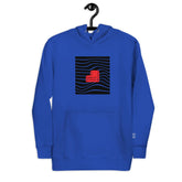 Royal blue unisex hoodie with a bold red &